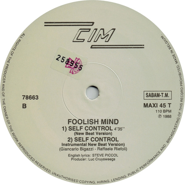 Foolish Mind Featuring Ellice - Self Control | CIM (78663) - 4
