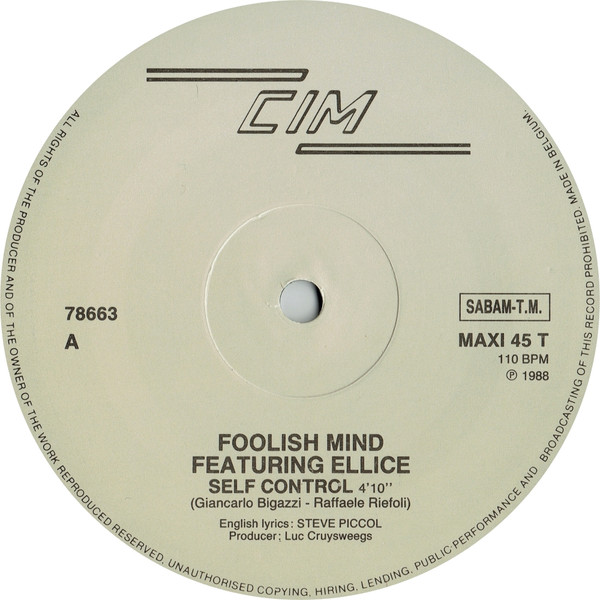 Foolish Mind Featuring Ellice - Self Control | CIM (78663) - 3
