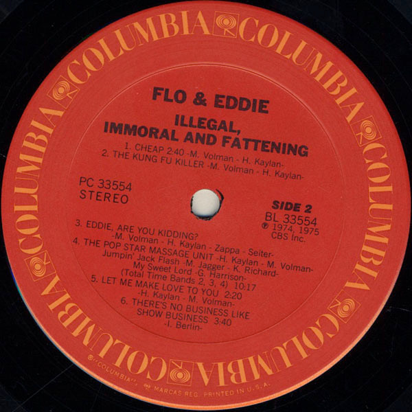 Flo & Eddie - Illegal, Immoral And Fattening | Columbia (PC 33554) - 4 Flo & Eddie - Illegal, Immoral And Fattening | Columbia (PC 33554) - 4