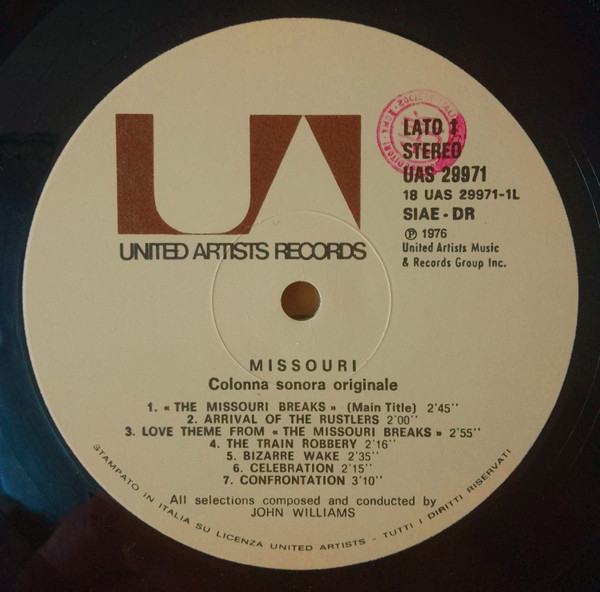 John Williams - Missouri (Original Motion Picture Score) | United Artists Records (UAS 29971) - 3 John Williams - Missouri (Original Motion Picture Score) | United Artists Records (UAS 29971) - 3