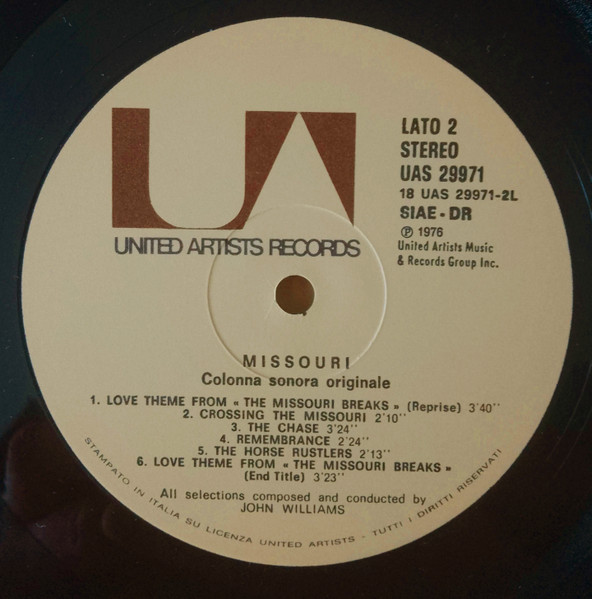 John Williams - Missouri (Original Motion Picture Score) | United Artists Records (UAS 29971) - 4 John Williams - Missouri (Original Motion Picture Score) | United Artists Records (UAS 29971) - 4