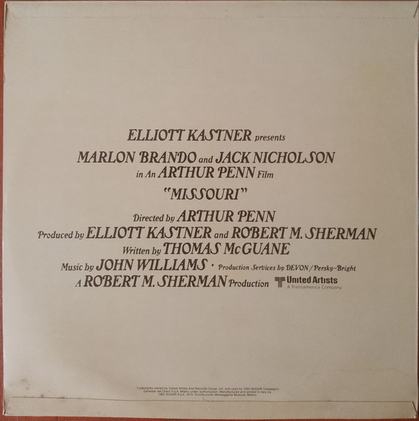 John Williams - Missouri (Original Motion Picture Score) | United Artists Records (UAS 29971) - 2 John Williams - Missouri (Original Motion Picture Score) | United Artists Records (UAS 29971) - 2