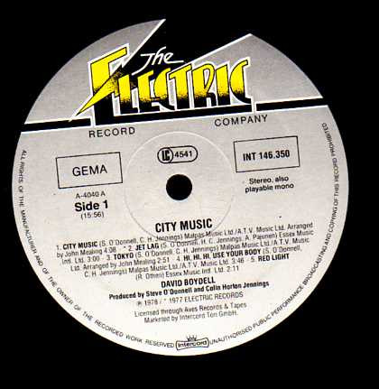 David Boydell - City Music | The Electric Record Company (INT 146.350) - 2