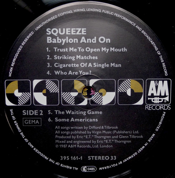 Squeeze - Babylon And On | A&M Records (395161-1) - 4 Squeeze - Babylon And On | A&M Records (395161-1) - 4