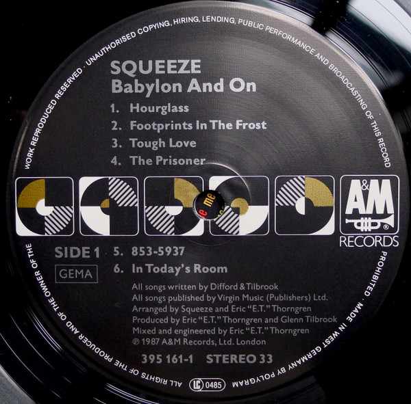 Squeeze - Babylon And On | A&M Records (395161-1) - 3 Squeeze - Babylon And On | A&M Records (395161-1) - 3