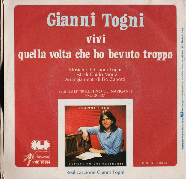 Gianni Togni - Vivi | Paradiso (PRD 10394) - 2