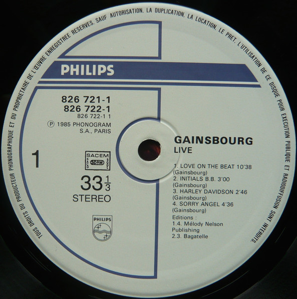 Serge Gainsbourg - Live | Philips (826 721-1) - 4
