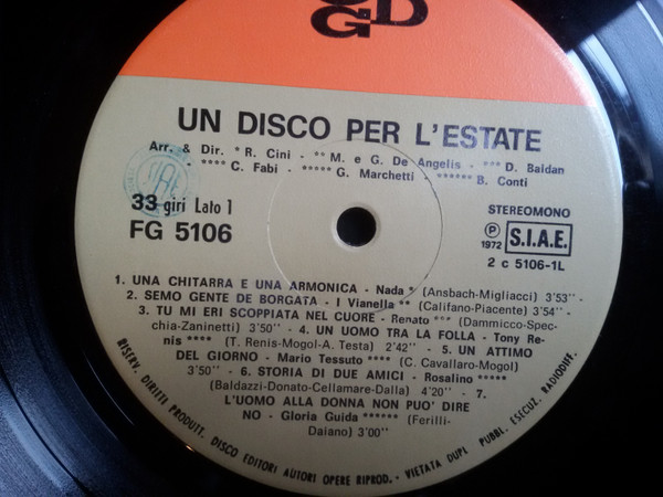 Various - Un Disco Per L'Estate 1972 | CGD (FG 5106) - 3 Various - Un Disco Per L'Estate 1972 | CGD (FG 5106) - 3