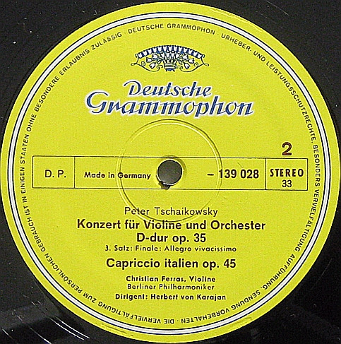 Pyotr Ilyich Tchaikovsky – Christian Ferras · Herbert von Karajan - Berliner Philharmoniker - Violinkonzert D-dur Op. 35 / Capriccio Italien Op. 45 | Deutsche Grammophon (139 028 SLPM) - 4 Pyotr Ilyich Tchaikovsky – Christian Ferras · Herbert von Karajan - Berliner Philharmoniker - Violinkonzert D-dur Op. 35 / Capriccio Italien Op. 45 | Deutsche Grammophon (139 028 SLPM) - 4