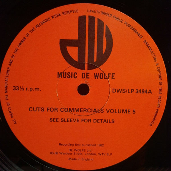 Various - Cuts For Commercials Volume 5 | Music De Wolfe (DWS/LP 3494) - 3 Various - Cuts For Commercials Volume 5 | Music De Wolfe (DWS/LP 3494) - 3