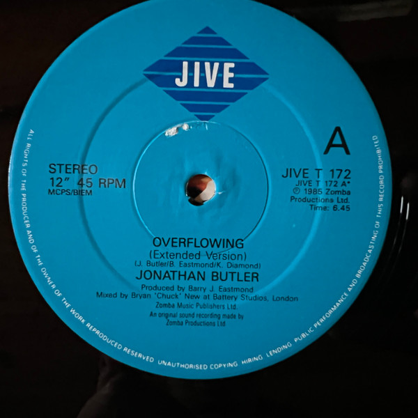Jonathan Butler - Overflowing | Jive (JIVE T 172) - 3