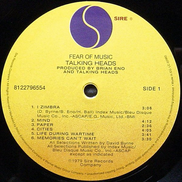 Talking Heads - Fear Of Music | Sire (R1-6076) - 3