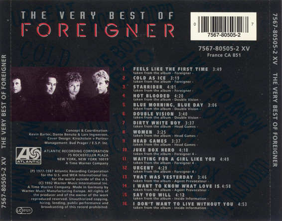 Foreigner - The Very Best Of Foreigner | Atlantic (7567-80505-2 XV) - 2