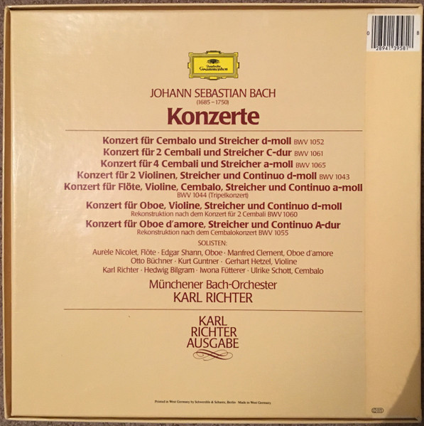 Johann Sebastian Bach - Karl Richter , Münchener Bach-Orchester - Konzerte | Deutsche Grammophon (413958-1) - 2