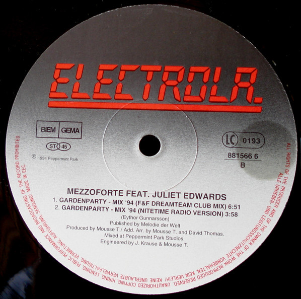 Mezzoforte Feat. Juliet Edwards - Garden Party (Remix '94) | Electrola (7243 8 81566 6 0) - 3