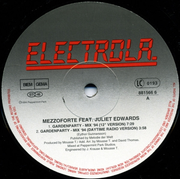Mezzoforte Feat. Juliet Edwards - Garden Party (Remix '94) | Electrola (7243 8 81566 6 0) - 4