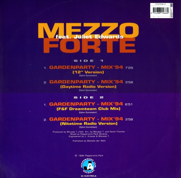 Mezzoforte Feat. Juliet Edwards - Garden Party (Remix '94) | Electrola (7243 8 81566 6 0) - 2
