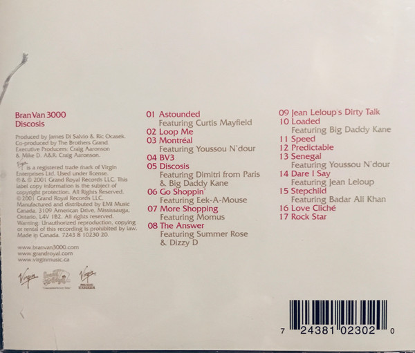 Bran Van 3000 - Discosis | Virgin Music Canada (7243 8 10230 20)