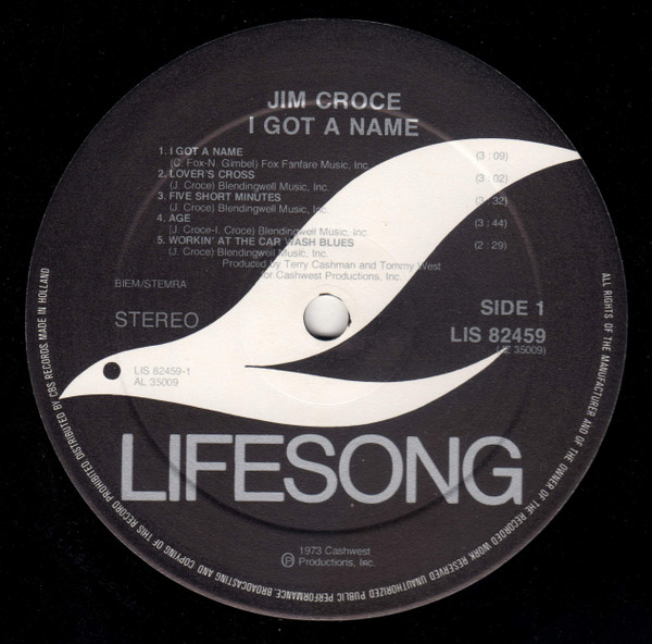 Jim Croce - I Got A Name | Lifesong (LIS 82459) - 3