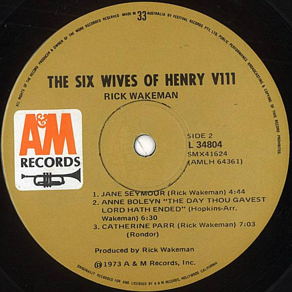 Rick Wakeman - The Six Wives Of Henry VIII | A&M Records (L 34804) - 4 Rick Wakeman - The Six Wives Of Henry VIII | A&M Records (L 34804) - 4