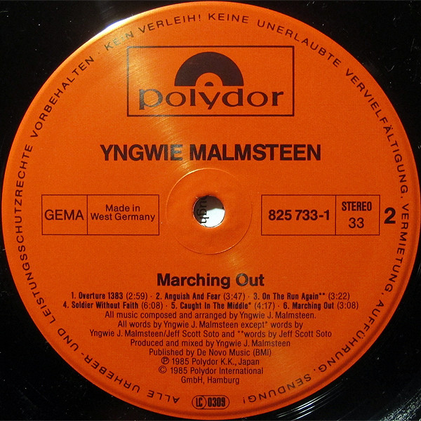 Yngwie J. Malmsteen's Rising Force - Marching Out [Vinyl] | Polydor (825 733-1) - 4