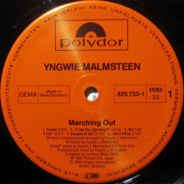 Yngwie J. Malmsteen's Rising Force - Marching Out [Vinyl] | Polydor (825 733-1) - 3