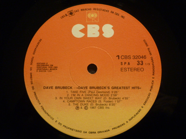 Dave Brubeck - Dave Brubeck's Greatest Hits | CBS (32046) - 3