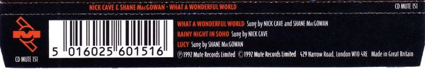 Nick Cave & Shane MacGowan - What A Wonderful World | Mute (CD MUTE 151) - 3 Nick Cave & Shane MacGowan - What A Wonderful World | Mute (CD MUTE 151) - 3