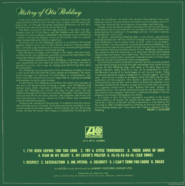 Otis Redding - History Of Otis Redding | Atlantic (LP-S-39-13) - 2