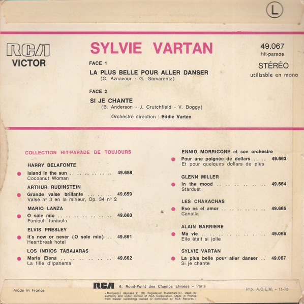 Sylvie Vartan - La Plus Belle Pour Aller Danser | RCA Victor (49.067) - 3