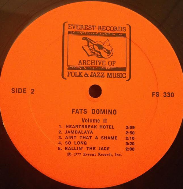 Fats Domino - Volume II (Including Blueberry Hill And Ain't That A Shame) | Everest Records Archive Of Folk & Jazz Music (FS-330) - main