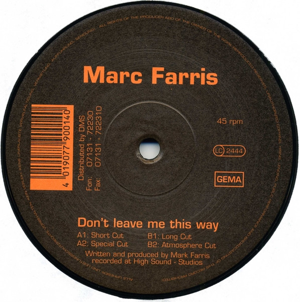Marc Farris - Don't Leave Me This Way | Flying High Records (FHR 002-96) - 3 Marc Farris - Don't Leave Me This Way | Flying High Records (FHR 002-96) - 3