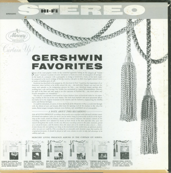 George Gershwin - Curtain Up! Gershwin Favorites | Mercury (SR90290) - 2 George Gershwin - Curtain Up! Gershwin Favorites | Mercury (SR90290) - 2