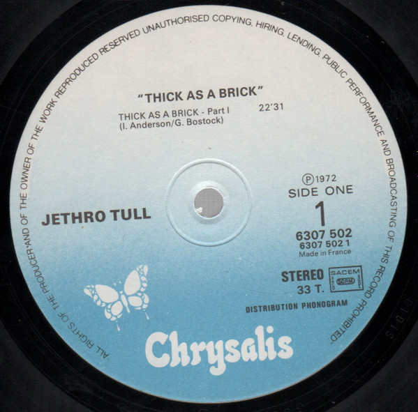 Jethro Tull - Thick As A Brick | Chrysalis (6307 502) - 3