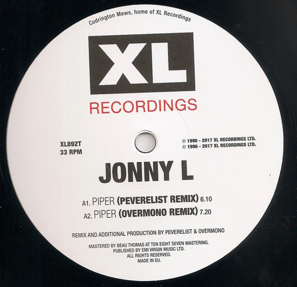 Jonny L - Piper Remixes | XL Recordings (XL892T) - 2