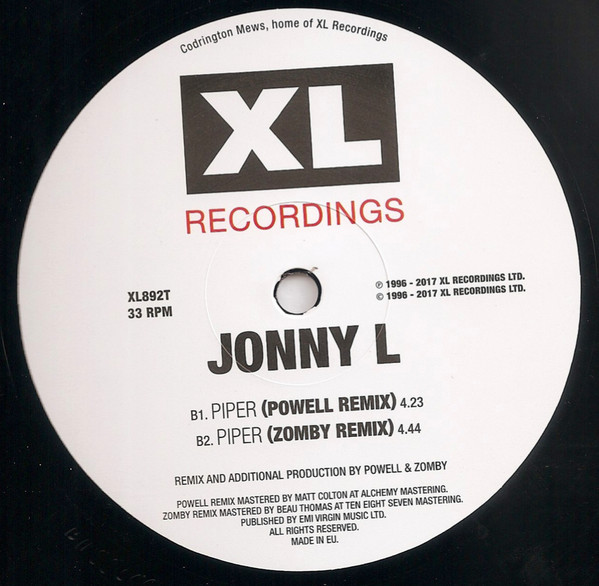 Jonny L - Piper Remixes | XL Recordings (XL892T) - 3