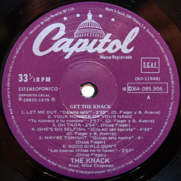 The Knack - Get The Knack | Capitol Records (10 C 064-085906) - 3