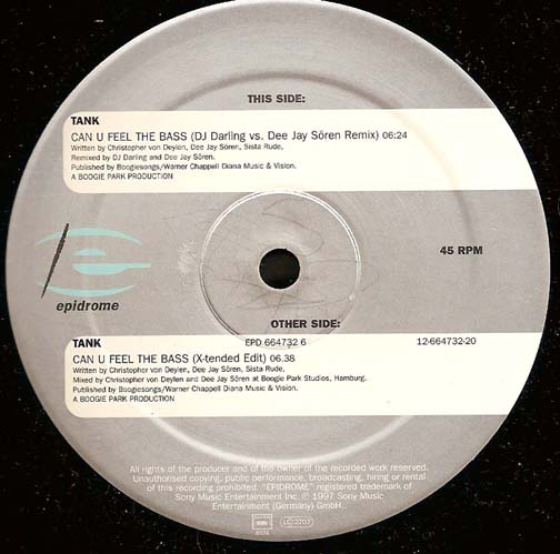 Tank - Can U Feel The Bass | Epidrome (EPD 664732 6) - main