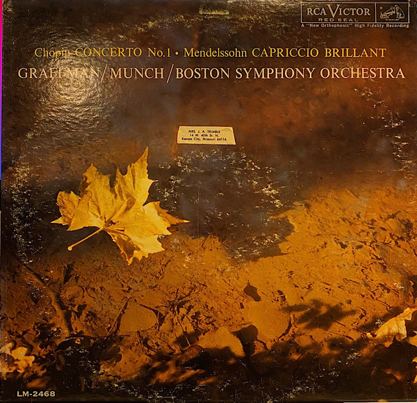 Frédéric Chopin / Felix Mendelssohn-Bartholdy , Gary Graffman / Charles Munch / Boston Symphony Orchestra - Piano Concerto No. 1 /  Capriccio Brillant | RCA Victor Red Seal (LM-2468)