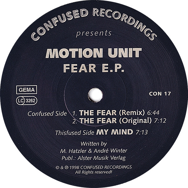 Motion Unit - Fear EP | Confused Recordings (CON 17) - main
