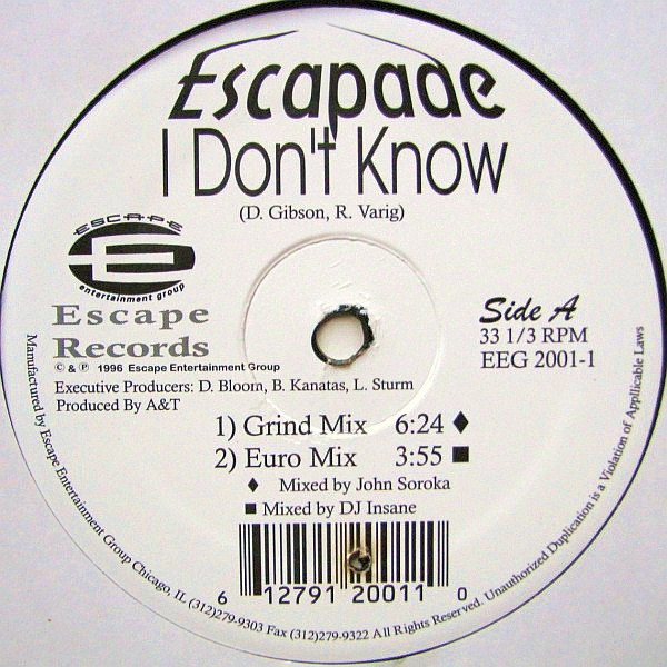 Escapade - I Don't Know | Escape Records (EEG 2001-1)