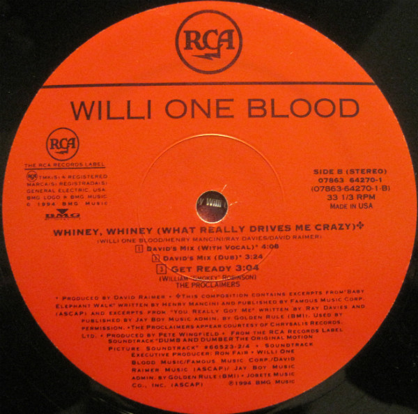 Willi One Blood / The Proclaimers - Whiney, Whiney (What Really Drives Me Crazy) / Get Ready | RCA (07863 64270-1) - 4 Willi One Blood / The Proclaimers - Whiney, Whiney (What Really Drives Me Crazy) / Get Ready | RCA (07863 64270-1) - 4