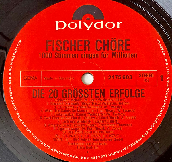 Fischer Chöre - Die 20 Größten Erfolge | Polydor (2475 603) - 4 Fischer Chöre - Die 20 Größten Erfolge | Polydor (2475 603) - 4