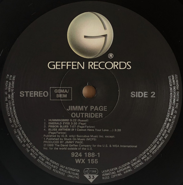 Jimmy Page - Outrider | Geffen Records (924 188-1) - 4 Jimmy Page - Outrider | Geffen Records (924 188-1) - 4