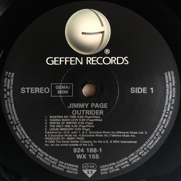 Jimmy Page - Outrider | Geffen Records (924 188-1) - 3 Jimmy Page - Outrider | Geffen Records (924 188-1) - 3