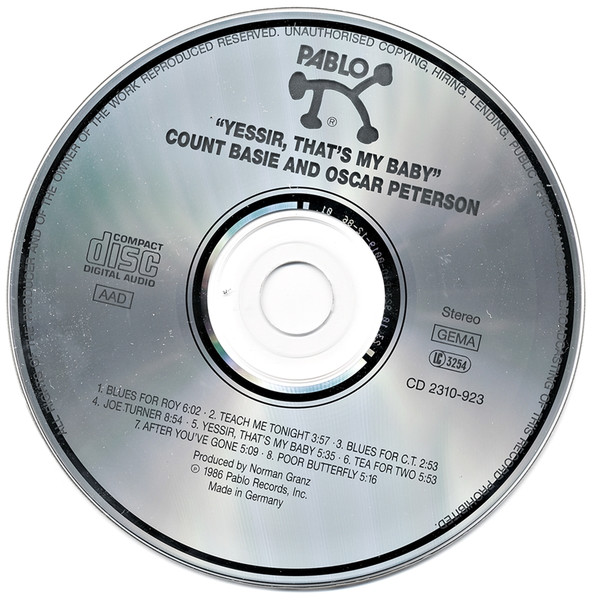 Count Basie , Oscar Peterson - Yessir, That's My Baby | Pablo Records (CD 2310-923) - 2