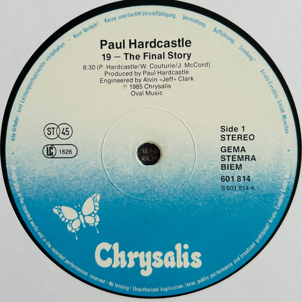 Paul Hardcastle - 19 (The Final Story) | Chrysalis (601 814) - 3