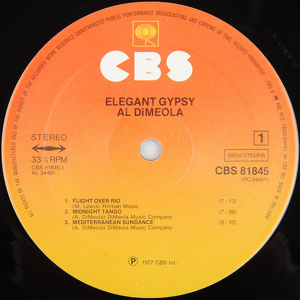 Al Di Meola - Elegant Gypsy | CBS (CBS 81845) - 3 Al Di Meola - Elegant Gypsy | CBS (CBS 81845) - 3