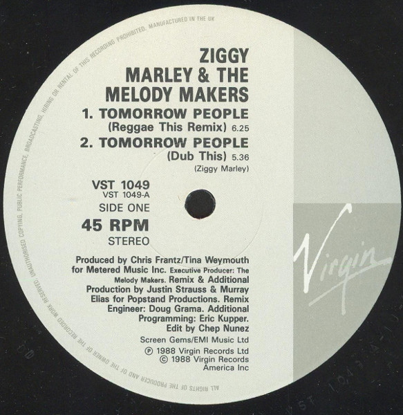 Ziggy Marley And The Melody Makers - Tomorrow People | Virgin (VST 1049) - 2