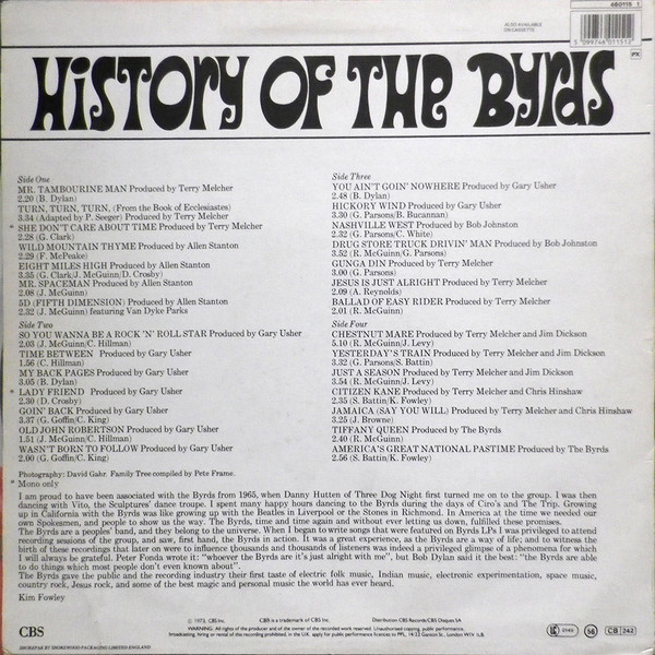 The Byrds - History Of The Byrds | CBS (460115 1) - 2